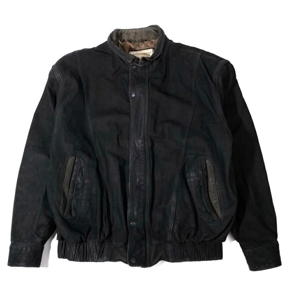 VINTAGE 80's Members Only Classic Aviator Military Bomber Jacket Mens 1X Black